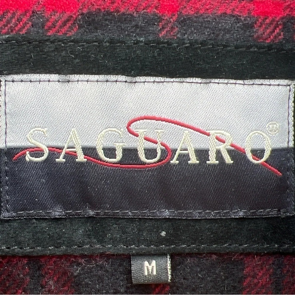 Saguaro Western Black Suede Shirt Jacket w/ Whipstitched Edges Flannel Lined (M) - Picture 9 of 11